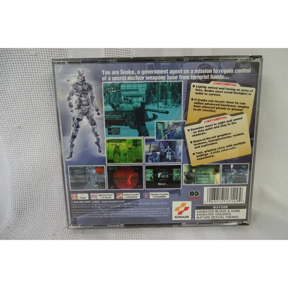 Metal Gear Solid (Sony PlayStation 1) PS1 With Case & 2 Discs & Manual